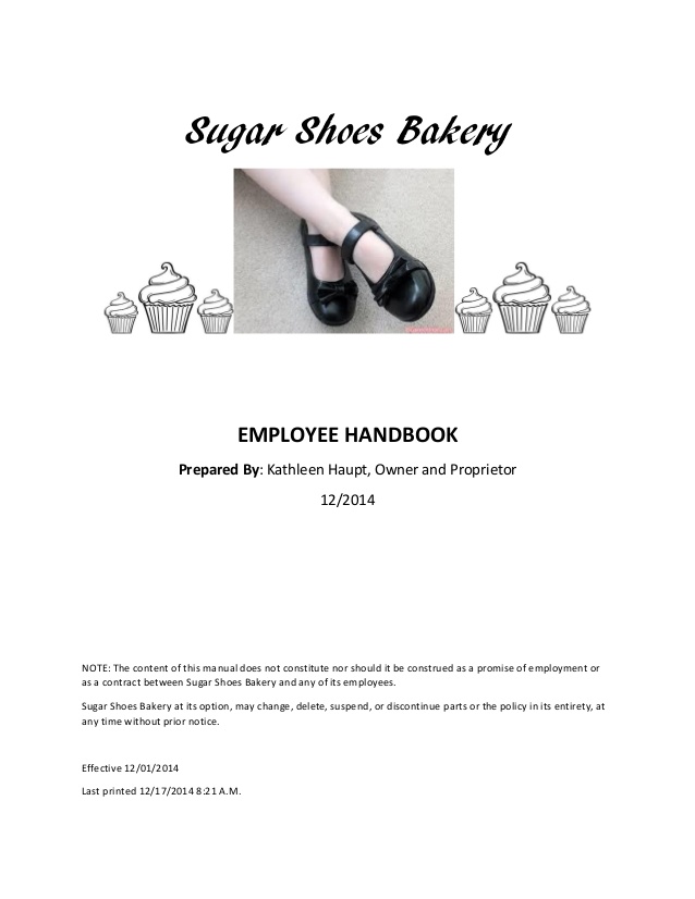 Employee Manual For A Bakery